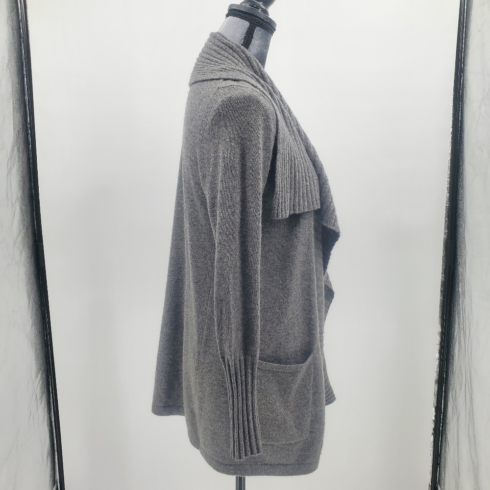 ♡ Scoop NYC Cashmere Gray Cardigan with Ribbed Shawl Collar Size Small - Picture 6 of 9